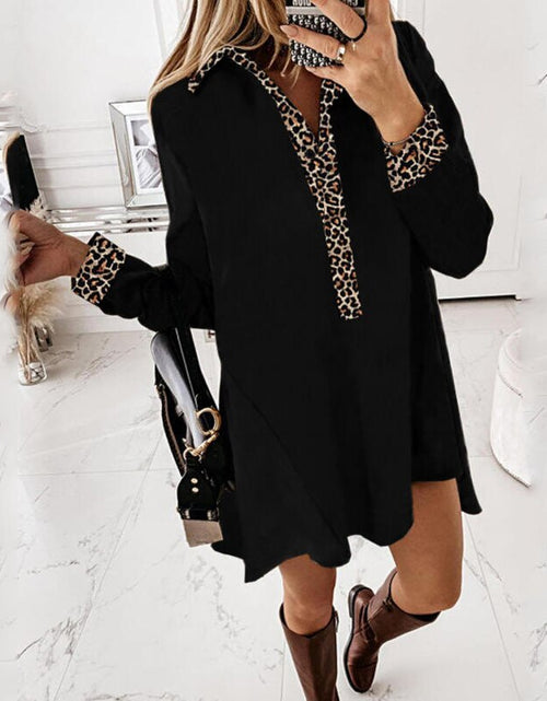 Load image into Gallery viewer, 2022 New Fashion Spring Autumn Sexy Leopard Turn down Collar Long
