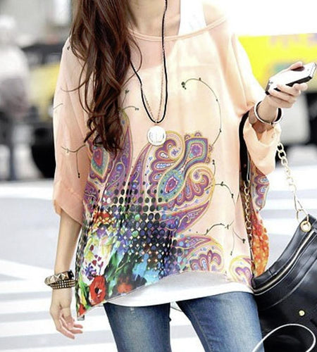 Womens Paisley Print Chiffon Top