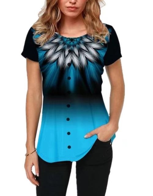 Load image into Gallery viewer, Women T-shirt 3D Fashion Printing New Short Sleeve O-Neck Top
