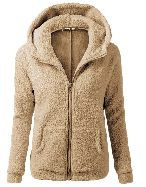 Load image into Gallery viewer, Sweatershirt Zipper Coat Solid Soft Fleece Women Coat
