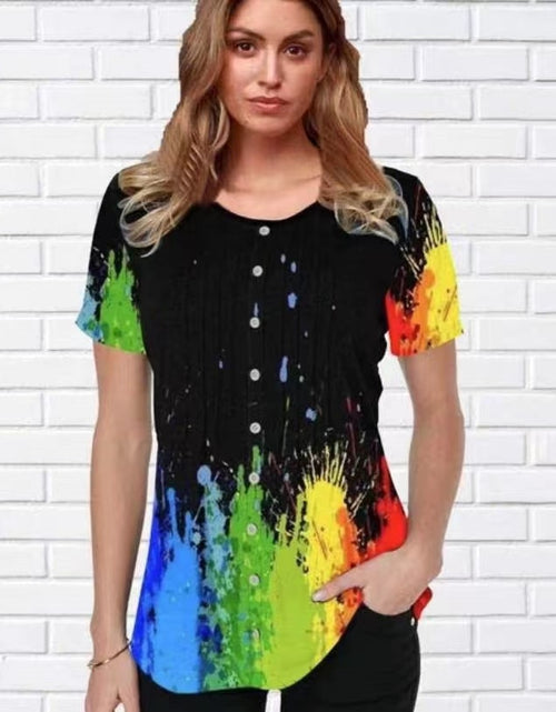 Load image into Gallery viewer, Women T-shirt 3D Fashion Printing New Short Sleeve O-Neck Top
