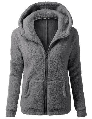 Load image into Gallery viewer, Sweatershirt Zipper Coat Solid Soft Fleece Women Coat
