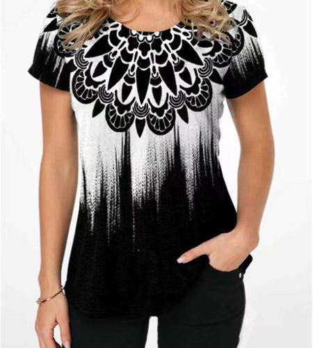 Women T-shirt 3D Fashion Printing New Short Sleeve O-Neck Top