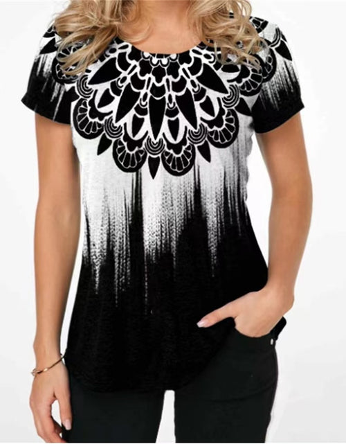 Load image into Gallery viewer, Women T-shirt 3D Fashion Printing New Short Sleeve O-Neck Top
