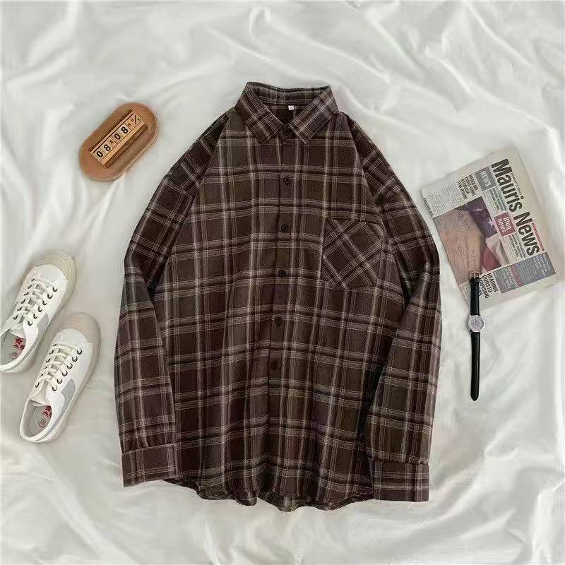 Plaid Shirts Women  Long Sleeve Oversize Button Up