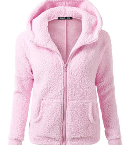 Sweatershirt Zipper Coat Solid Soft Fleece Women Coat