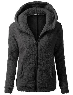 Sweatershirt Zipper Coat Solid Soft Fleece Women Coat