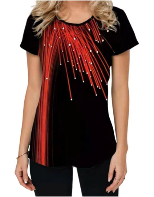 Load image into Gallery viewer, Women T-shirt 3D Fashion Printing New Short Sleeve O-Neck Top
