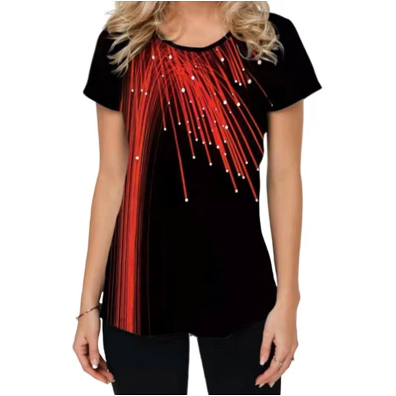 Women T-shirt 3D Fashion Printing New Short Sleeve O-Neck Top