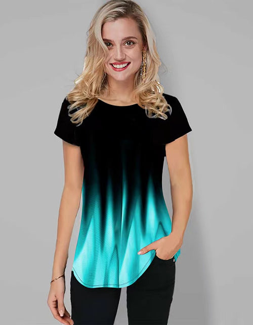 Load image into Gallery viewer, Women T-shirt 3D Fashion Printing New Short Sleeve O-Neck Top
