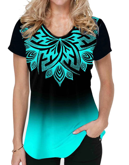 Load image into Gallery viewer, Women T-shirt 3D Fashion Printing New Short Sleeve O-Neck Top
