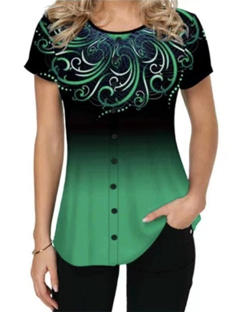 Load image into Gallery viewer, Women T-shirt 3D Fashion Printing New Short Sleeve O-Neck Top
