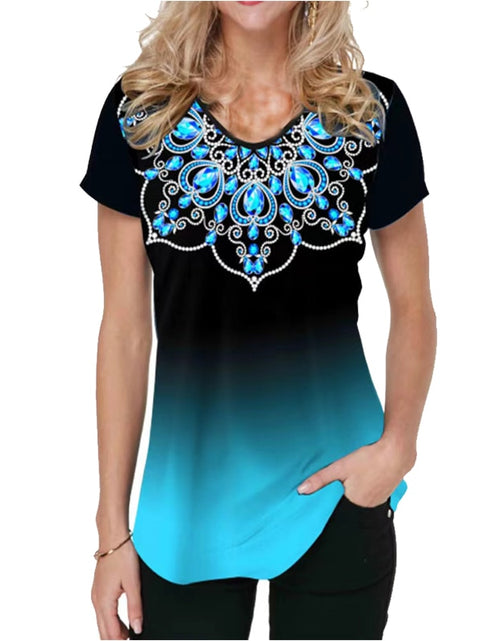 Load image into Gallery viewer, Women T-shirt 3D Fashion Printing New Short Sleeve O-Neck Top
