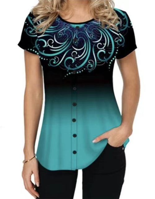 Load image into Gallery viewer, Women T-shirt 3D Fashion Printing New Short Sleeve O-Neck Top
