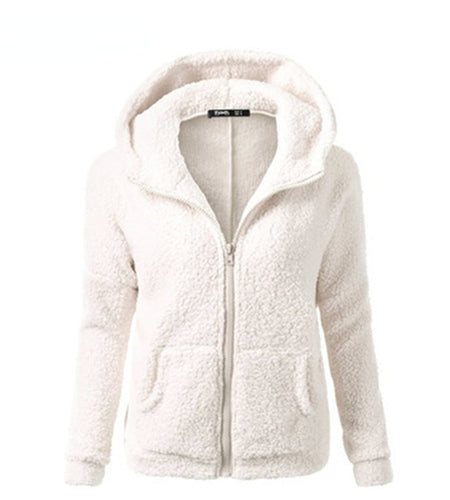 Sweatershirt Zipper Coat Solid Soft Fleece Women Coat
