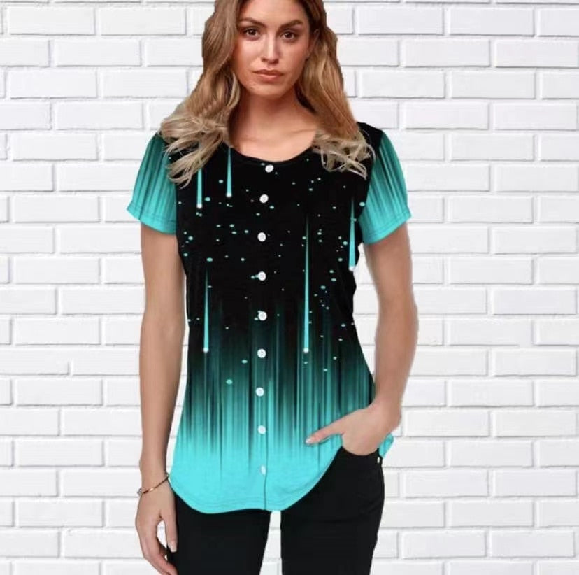 Women T-shirt 3D Fashion Printing New Short Sleeve O-Neck Top