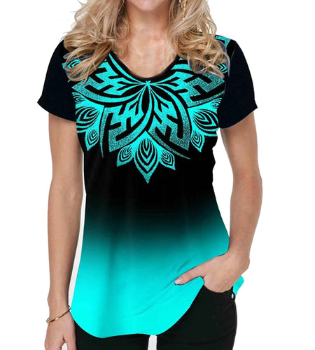 Women T-shirt 3D Fashion Printing New Short Sleeve O-Neck Top