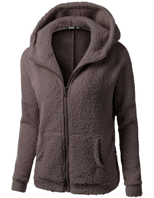 Load image into Gallery viewer, Sweatershirt Zipper Coat Solid Soft Fleece Women Coat
