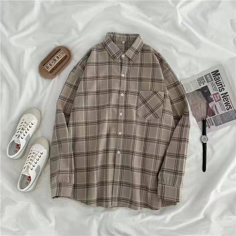 Plaid Shirts Women  Long Sleeve Oversize Button Up