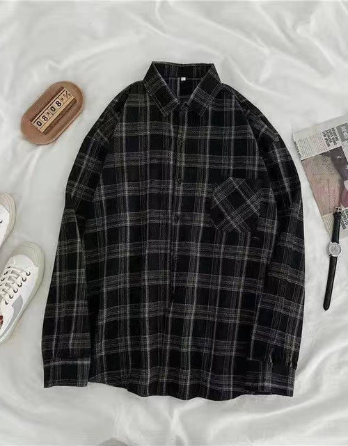 Load image into Gallery viewer, Plaid Shirts Women  Long Sleeve Oversize Button Up
