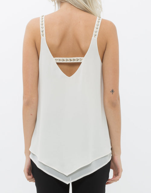 Load image into Gallery viewer, Embellished Chiffon Camisole Top In Cream
