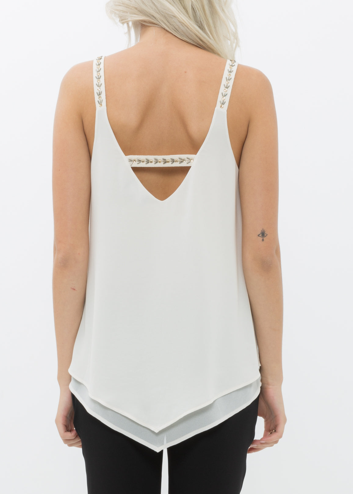 Embellished Chiffon Camisole Top In Cream