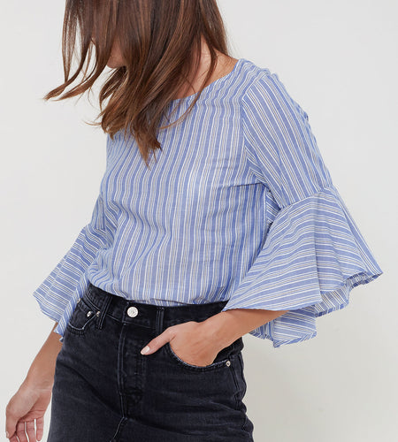 Women's 3/4 Bell Sleeve Knot Back Top