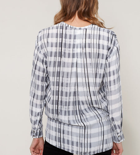 Printed Wrap Hem Blouse