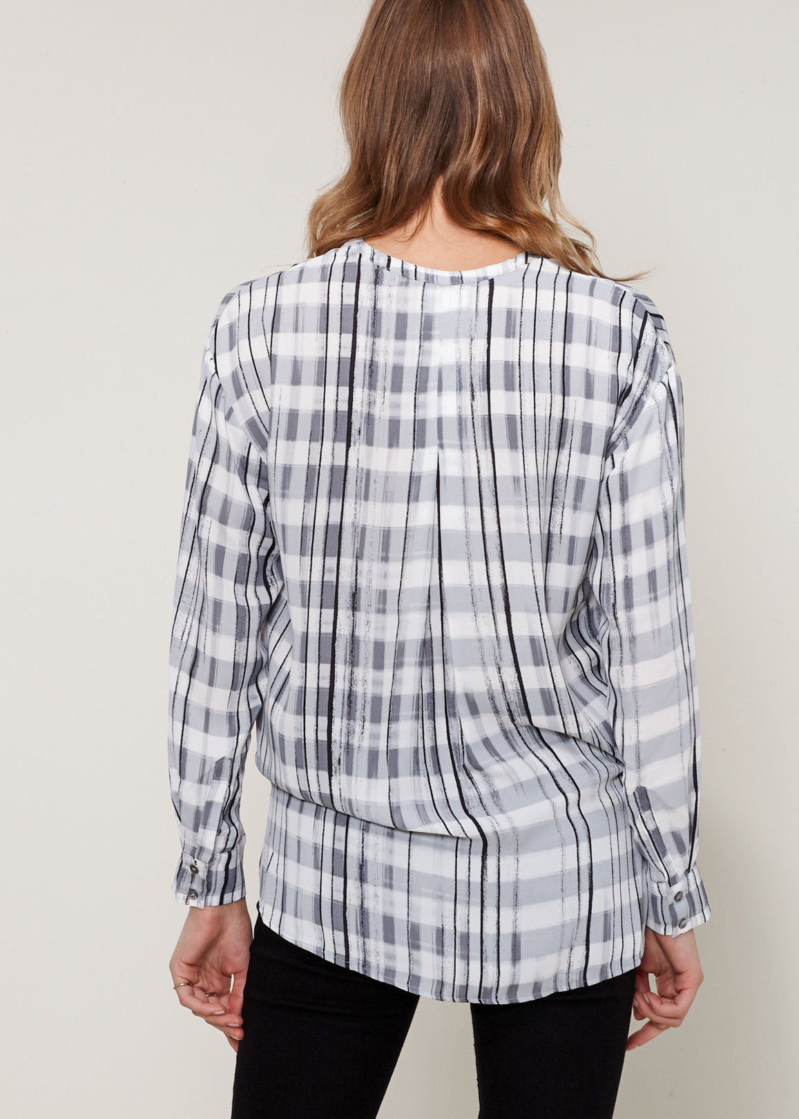 Printed Wrap Hem Blouse