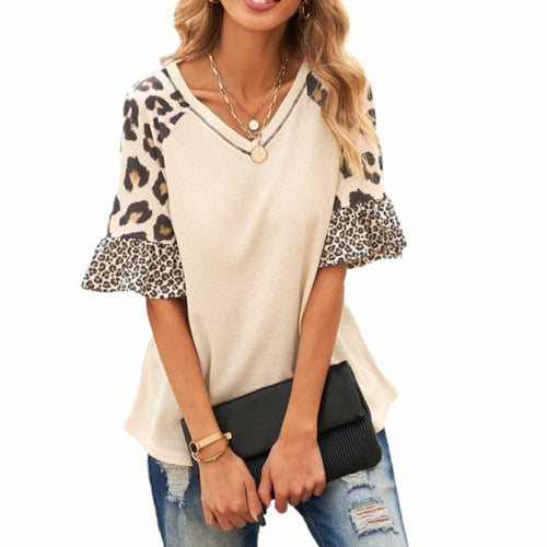 Load image into Gallery viewer, Womens Leopard Print Sleeve Top
