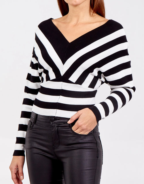 Load image into Gallery viewer, V-neck Stripe Knitted Jumper
